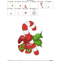 Christmas Candy Cane Embroidery Design Pattern-2