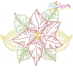 Vintage Bean Stitch Colorwork Christmas Leaves Embroidery Design Pattern-1