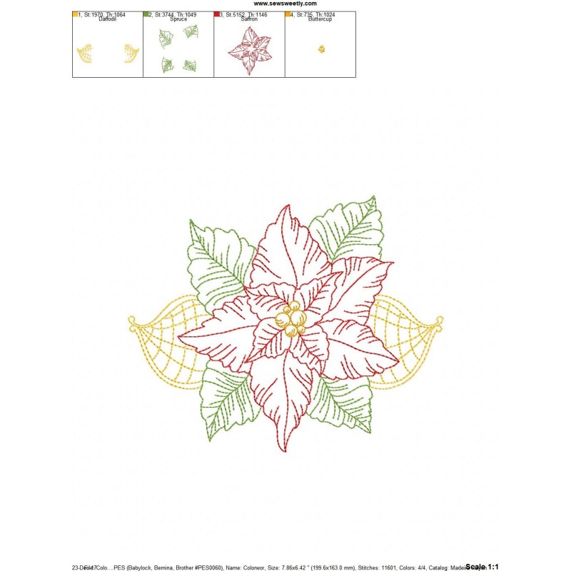 Vintage Bean Stitch Colorwork Christmas Leaves Embroidery Design Pattern-2