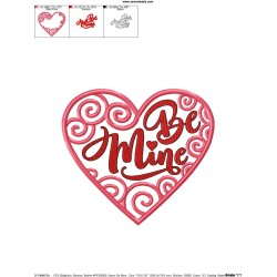 Be Mine Swirls Heart Machine Embroidery Design Pattern-2