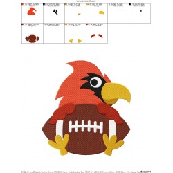 Football Cardinal Mascot Embroidery Design Pattern-2