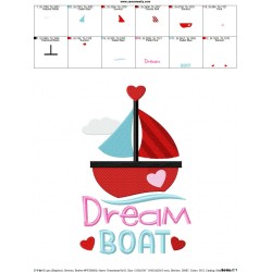 Valentine Dream Boat Embroidery Design Pattern-2