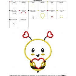 Bee With Heart Applique Design Pattern-2