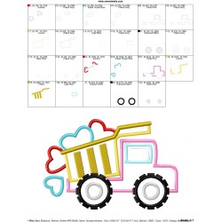 Dump Truck Hearts Applique Design Pattern-2