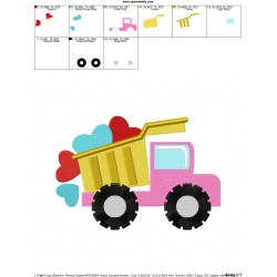 Dump Truck Hearts Embroidery Design Pattern-2