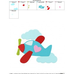 Valentine Airplane Embroidery Design Pattern-2
