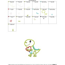 Dinosaur Heart Applique Design Pattern-2