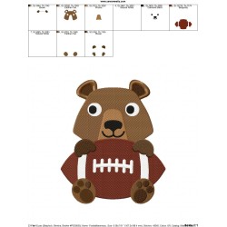 Football Bear Mascot Embroidery Design Pattern-2