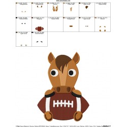 Football Bronco Mascot Embroidery Design Pattern-2