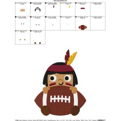 Football Indian Mascot Embroidery Design Pattern-2