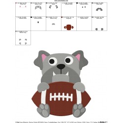 Football Bulldog Mascot Embroidery Design Pattern-2