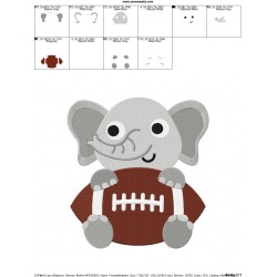 Football Elephant Mascot Embroidery Design Pattern-2