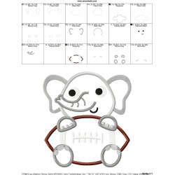 Football Elephant Mascot Applique Design Pattern-2