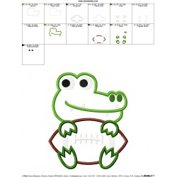 Football Gator Mascot Applique Design Pattern-2