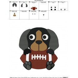 Football Hound Dog Mascot Embroidery Design Pattern-2