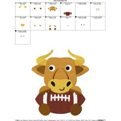 Football Longhorn Mascot Embroidery Design Pattern-2