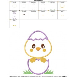 Chick Peeking Egg Applique Design Pattern-2