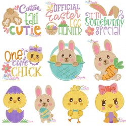 Easter Bunnies And Chicks Embroidery Design Bundle-1
