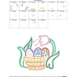 Outlines Easter Egg Basket Tulip Embroidery Design Pattern-2