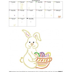 Outlines Bunny Egg Basket Embroidery Design Pattern-2