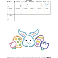 Outlines Bunny Eggs Tulips Embroidery Design Pattern-2