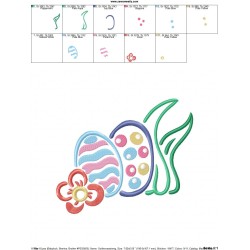 Outlines Easter Eggs Flower Embroidery Design Pattern-2