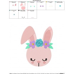 Bunny With Flowers Embroidery Design Pattern-2