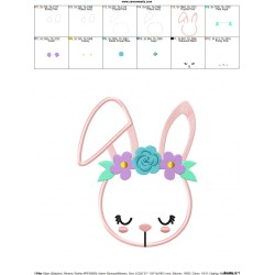 Bunny With Flowers Applique Design Pattern-2