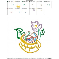 Outlines Floral Easter Egg Basket-01 Embroidery Design Pattern-2