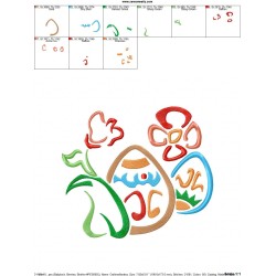 Outlines Floral Easter Eggs-03 Embroidery Design Pattern-2