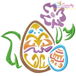 Outlines Floral Easter Egg-01 Embroidery Design Pattern-1