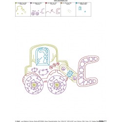 Vintage Bean Stitch Bulldozer Embroidery Design Pattern-2