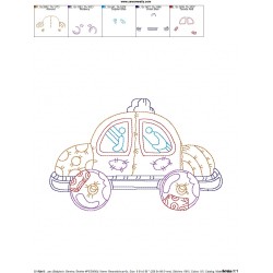 Vintage Bean Stitch Car Embroidery Design Pattern-2