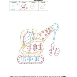 Vintage Bean Stitch Construction Truck-2 Embroidery Design Pattern-2