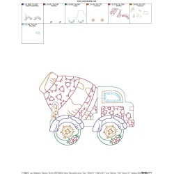 Vintage Bean Stitch Construction Truck-3 Embroidery Design Pattern-2