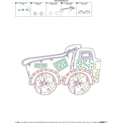 Vintage Bean Stitch Dump Truck Embroidery Design Pattern-2