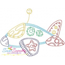 Vintage Bean Stitch Fighter Plane Embroidery Design Pattern-1