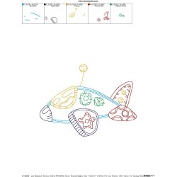 Vintage Bean Stitch Fighter Plane Embroidery Design Pattern-2