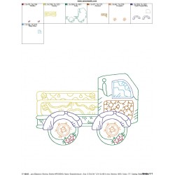Vintage Bean Stitch Truck Embroidery Design Pattern-2