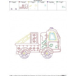 Vintage Bean Stitch Truck-2 Embroidery Design Pattern-2