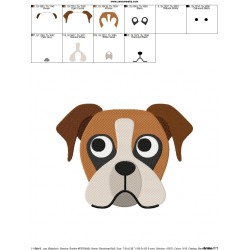 Boxer Dog Head Embroidery Design Pattern-2