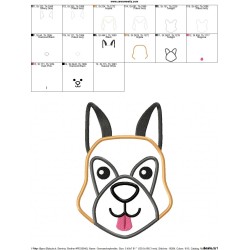 German Shepherd Dog Head Applique Design Pattern-2
