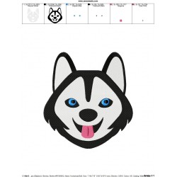 Husky Dog Head Embroidery Design Pattern-2