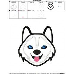 Husky Dog Head Applique Design Pattern-2