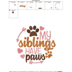My Siblings Have Paws Embroidery Design Pattern-2