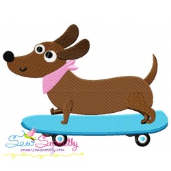 Skateboard Dog Embroidery Design Pattern-1