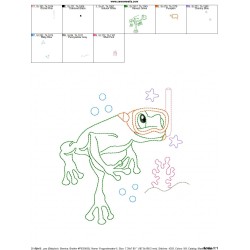 Bean Stitch Redwork Frog Underwater-5 Embroidery Design Pattern-2