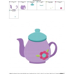 Floral Teapot Embroidery Design Pattern-2