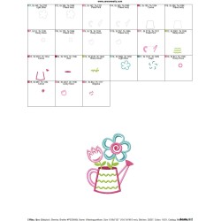 Watering Can Flowers Applique Design Pattern-2