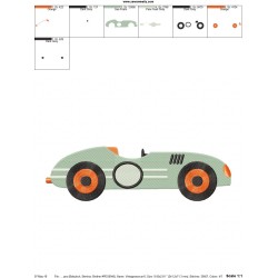 Vintage Race Car Embroidery Design Pattern-2